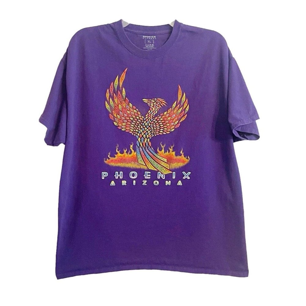Sportex Apparel Royal Purple Phoenix Rising Embroidered T-Shirt Size XL Unisex